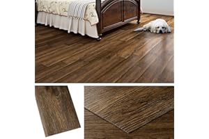 Livelynine 18-Pack Dark Walnut Wood Grain Peel and Stick Floor Tile Waterproof Flooring Planks 6x36 Laminate Flooring Luxury 