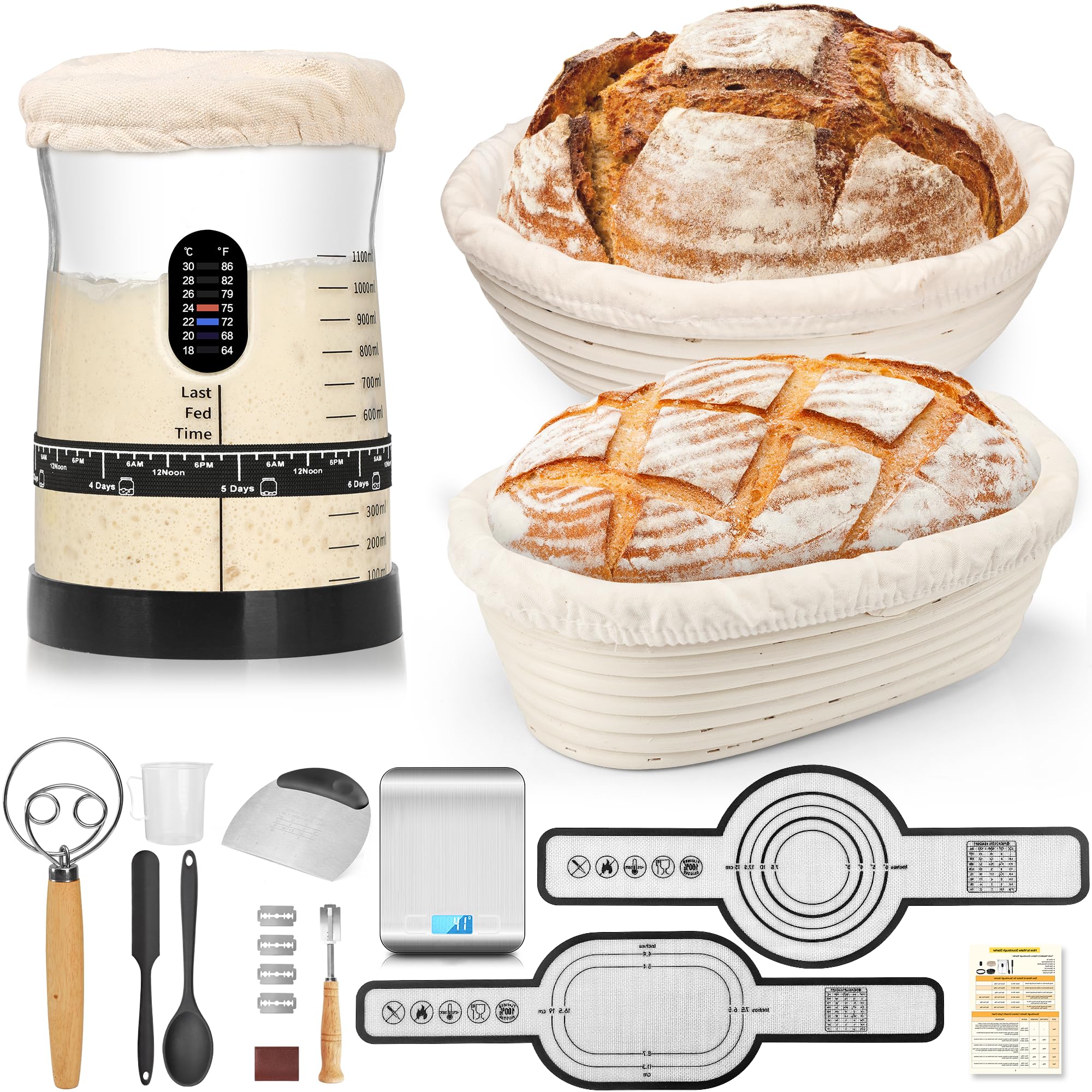 Photo 1 of ** ONLY BOWLS*** Coco Bird Pro Sourdough Recipes,2 Bread Proofing Baskets,