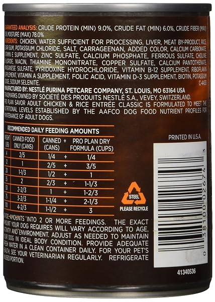 PURINA PRO PLAN CANNED ADULT CHICKEN AND RICE FOOD, 13 OZ.