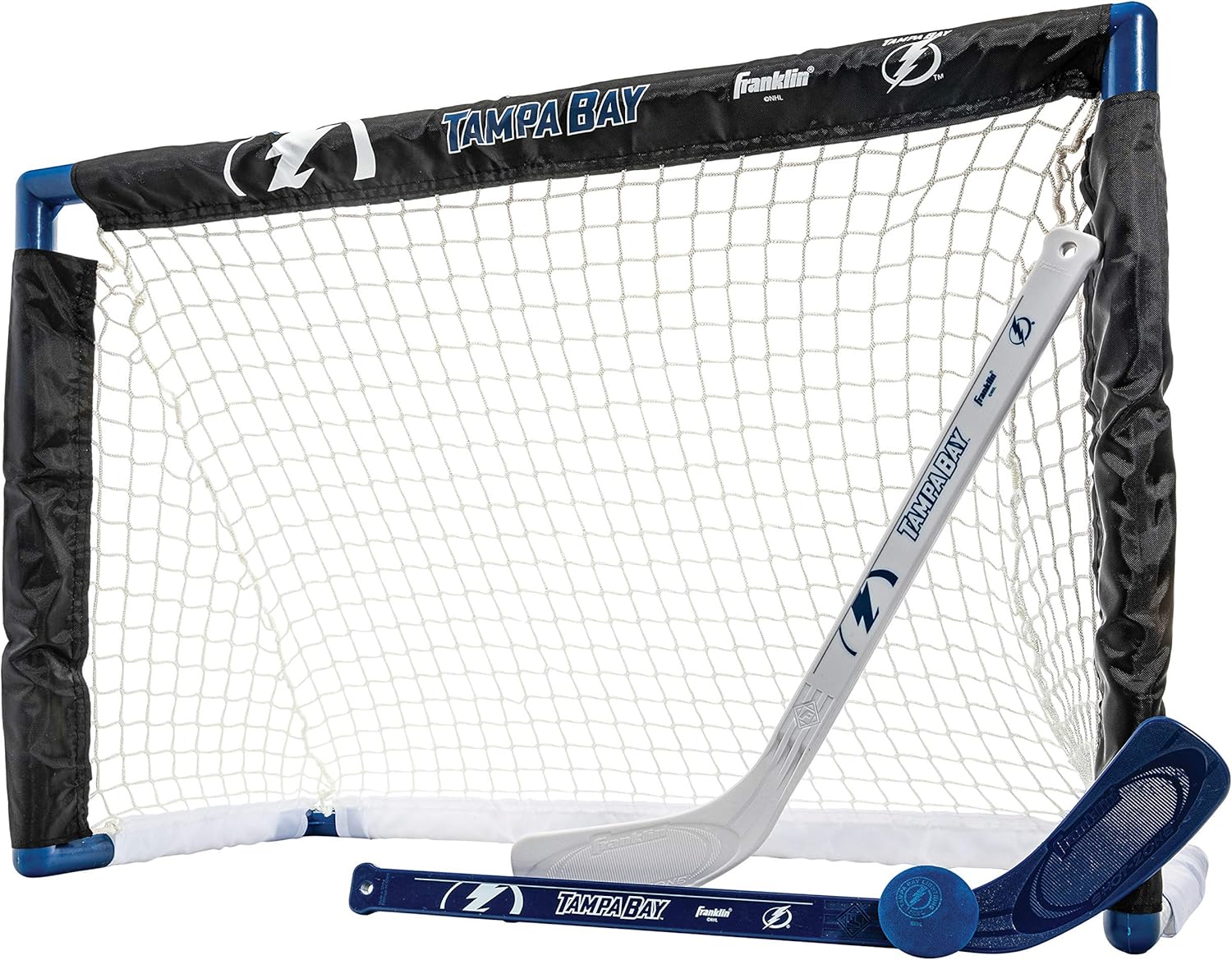 Franklin Sports Tampa Bay Lightning Mini Hockey Set Knee Hockey Goal