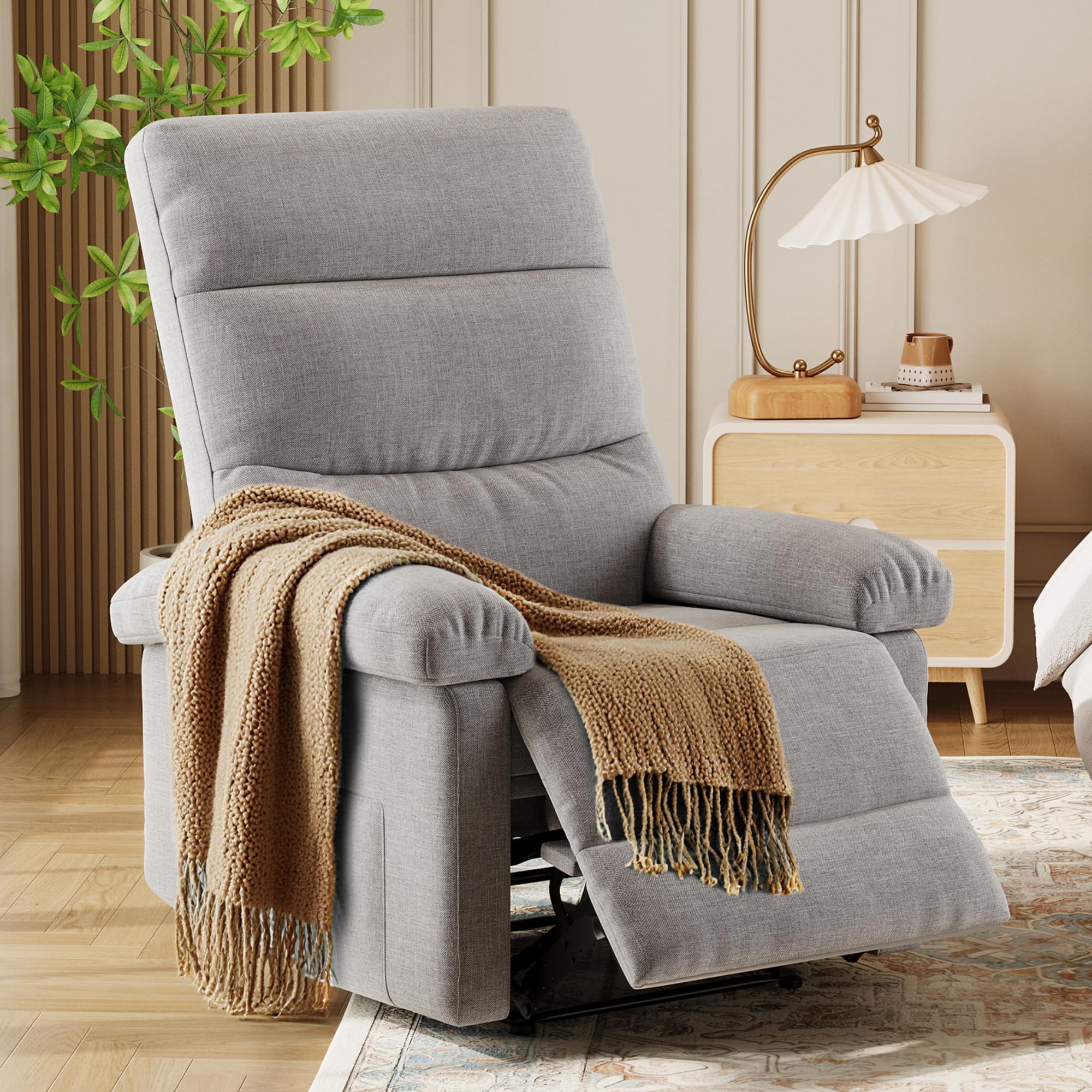 Photo 1 of ***STOCK PHOTO REFERENCE ONLY ****Garvee Recliner Chair for Adults, Manual Fabric Recliner with Side Pocket, Adjustable Single Sofa with Ergonomic Back Support, for Living Room, Nursery, Bedroom, Blue