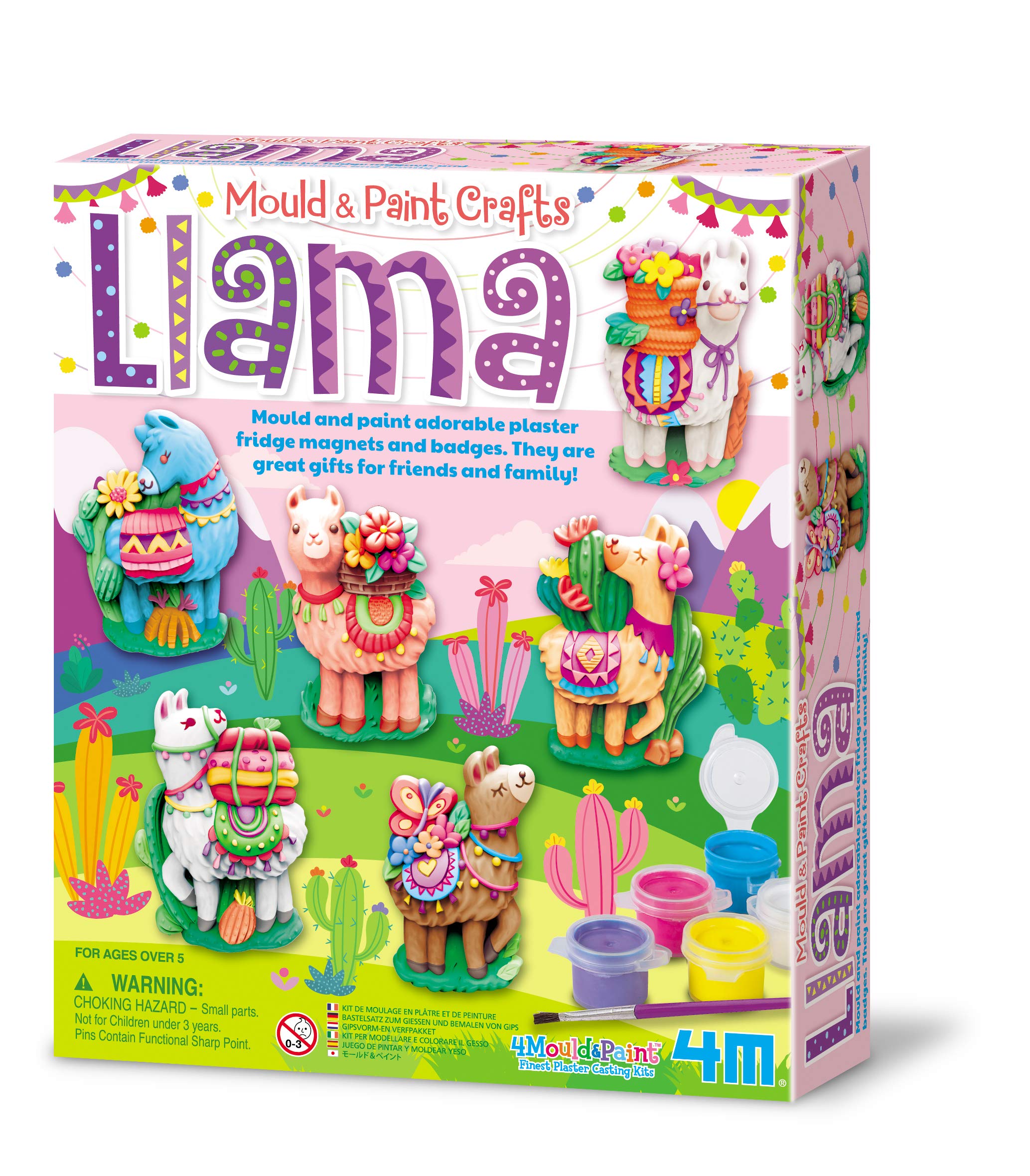 4M | Mould & Paint-Llama | Creative Arts and Crafts Kit | Mould your Llamas and Decorate | Fridge Magnets & Badges