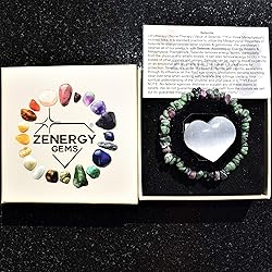 Zenergy Gems Selenite Charged Natural Ruby Zoisite