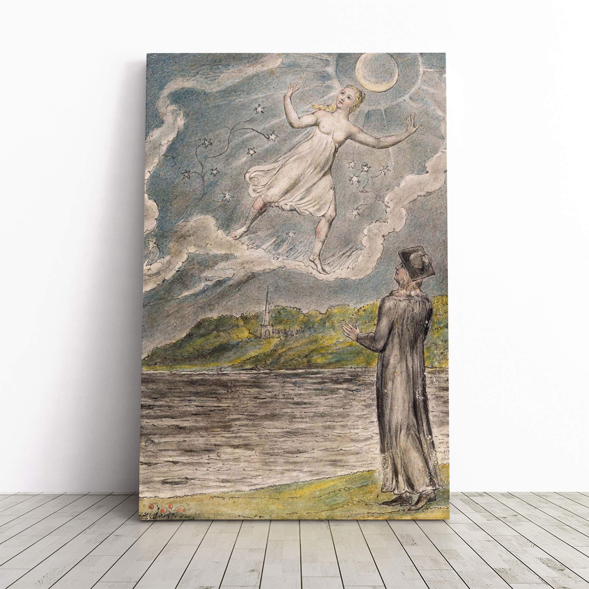 William Blake The Wandering Moon Canvas Print | Gallery Wrapped 30mm Frame Wall Art | 20x14 inches | Ready to Hang | Modern Space Picture | Living Room Bedroom Lounge Office