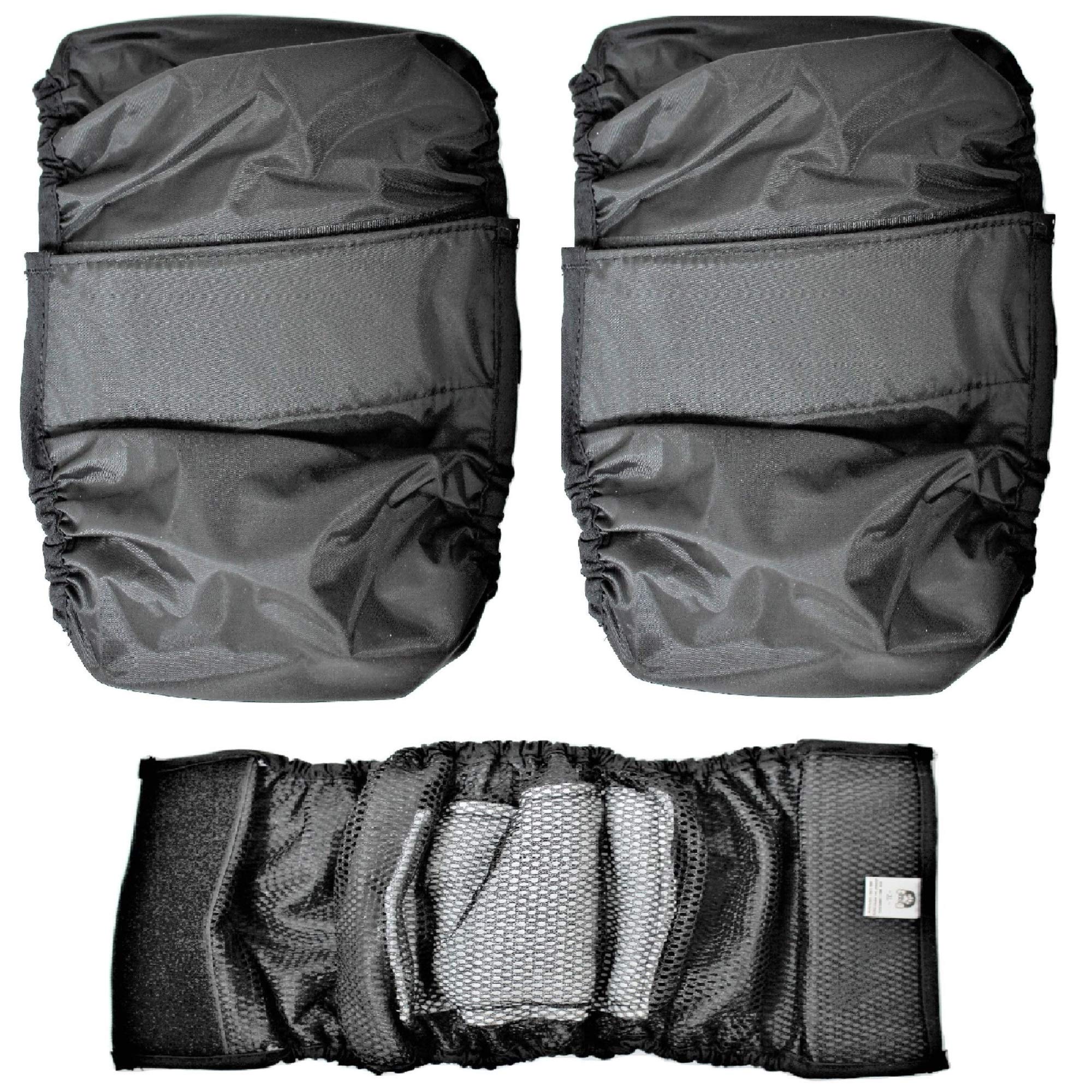 FDC Leak Proof Waterproof Diapers Dog Belly Band Male Wrap Washable Reusable Absorbent Pad Lined for Small Medium Large Pets Black (S: Waist 10" - 12", Pack of 2 Black)