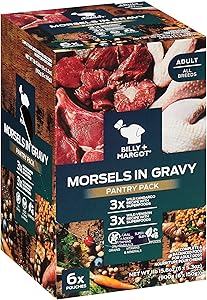 BILLY+MARGOT Morsels in Gravy Multi Pack Kangaroo/Venison with Superfoods Grain Free Wet Dog Food 6 Pack, 31.8 Ounces (153207)