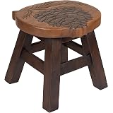 Hand Carved Acacia Hardwood Dragonfly Stool - 11"x11"x11" Decorative Footstool Or Kids Seat
