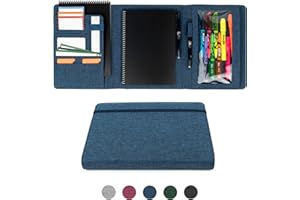 Kaitiaki Sturdy Planner Cover for Rocketbook Smart Notebook - Water-Resistant Fabric Padfolio, Business Padfolio with Zipper Pen Pocket, Fits Executive Size A5, Rocketbook Accessories (Blue)