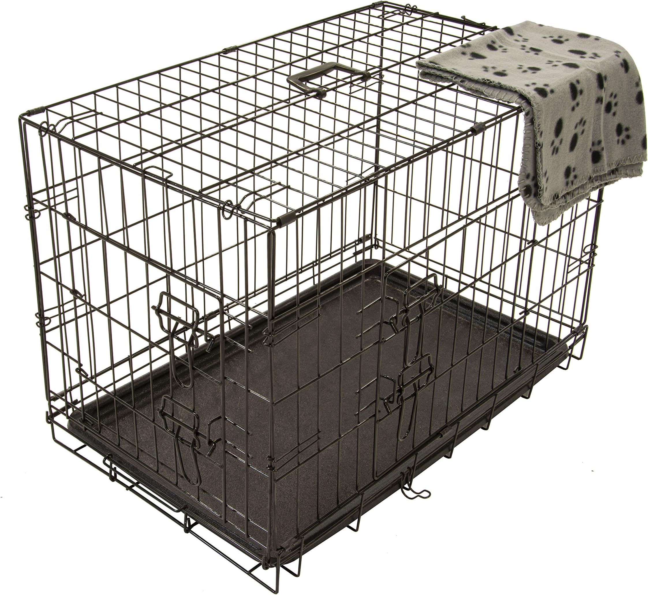 Alphapet® Heavy Duty Pet Dog Cage INCLUDING SLEEP BLANKET Puppy Rabbit Animal Car Cage Crate Foldable Carrier Run Hutch Available in 5 Sizes (X Large (42"))