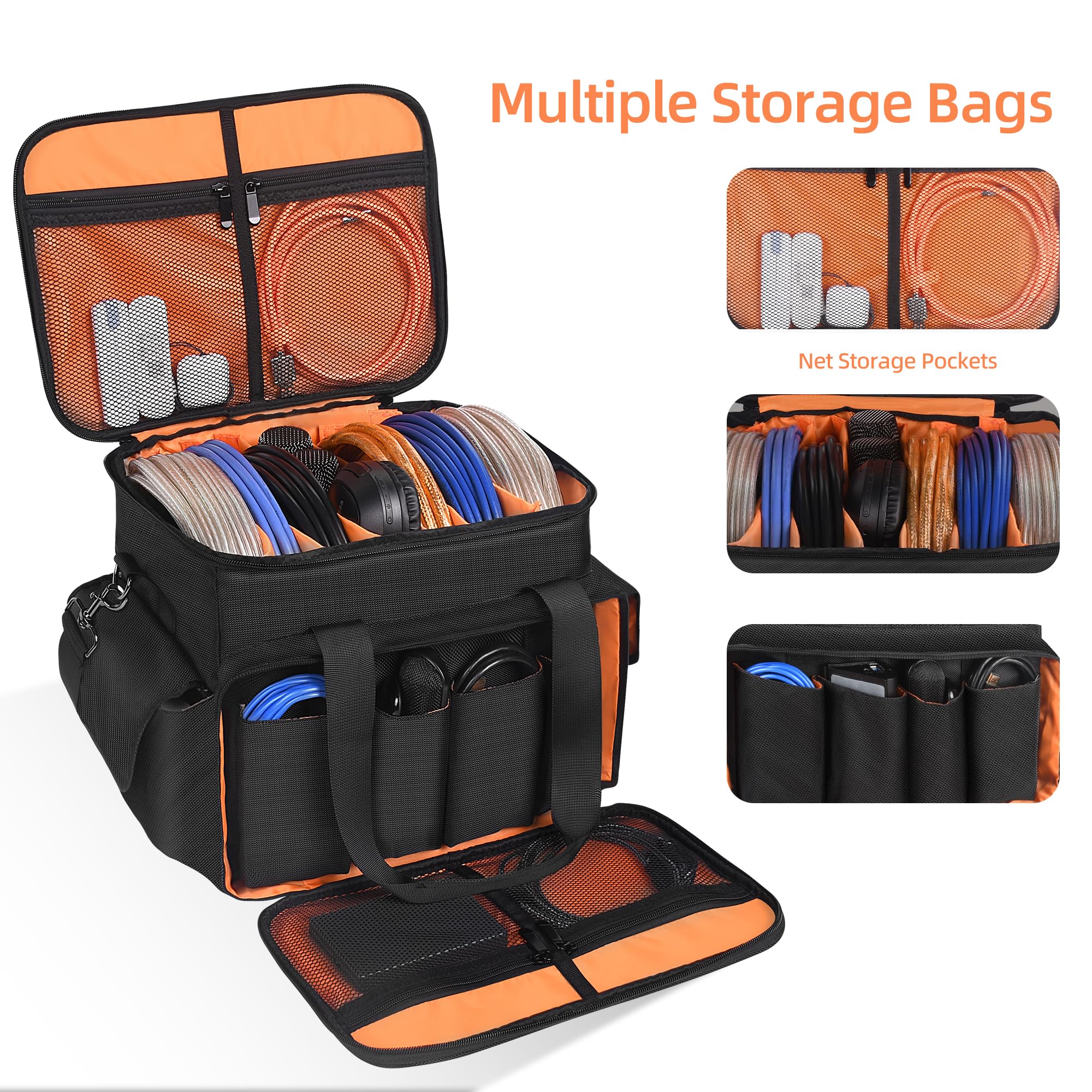 DJ Gig Gear Organizer - Detachable Dividers, Travel Gig Bag for DJ Equipment, Musicians, Outdoor Use