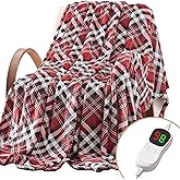 Homemate Electric Blanket Heated Throw - 50“x60“ Ultra Soft Cozy Flannel Heating Blanket with 10 Fast Heat Levels 8 Hours Auto Off Over-Heated Protection ETL Certification Keep Warm in Home Office