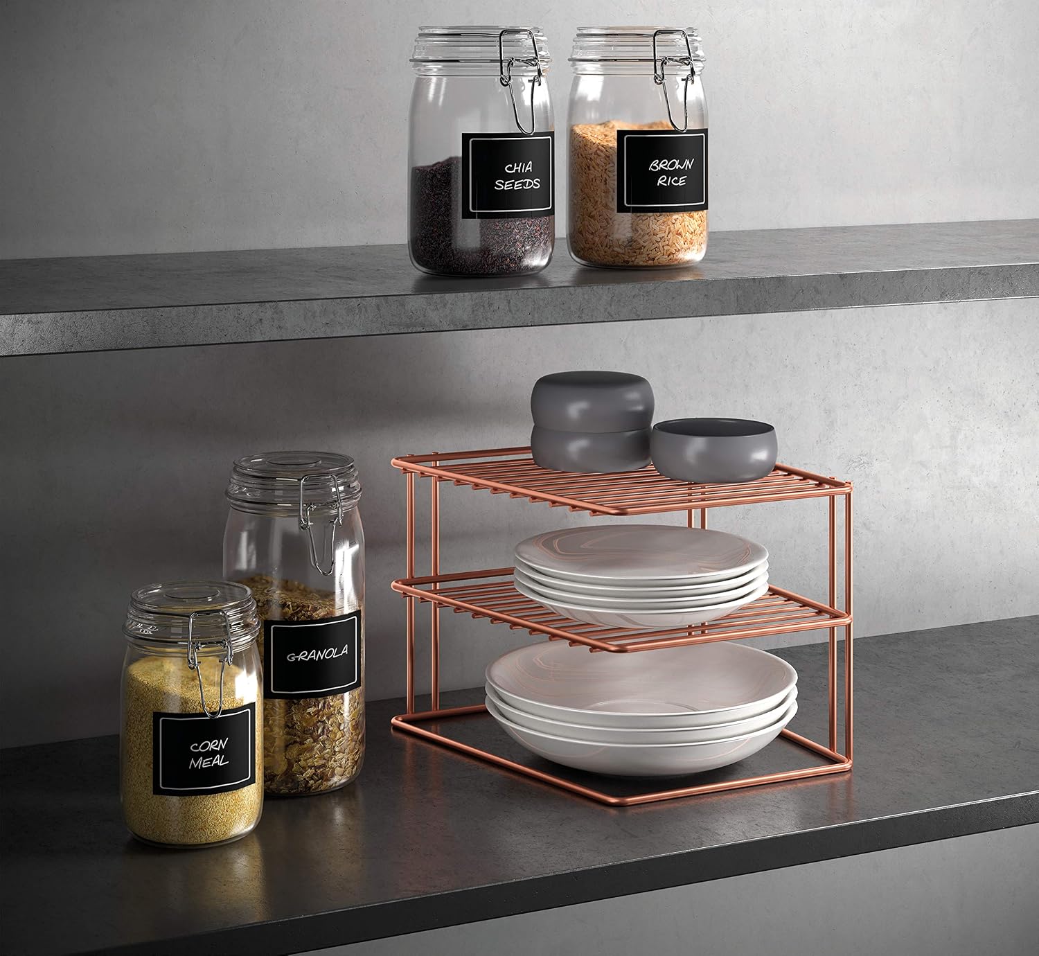 Metaltex 'Palio' 2-Tier Corner Shelf, Polytherm Copper, 25 x 25 x 19 cm - Image 3