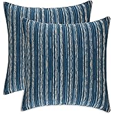 Yeiotsy Pack of 2, Modern Striped Throw Pillow Covers Bohemia Cushion Covers Home Decoration (Navy Blue, 18 X 18 Inches)