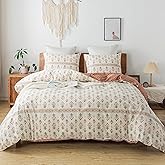 HoneiLife Oversized King Duvet Cover - 120"x98" Cotton Comforter Cover 3-Piece, Floral Bedlinen Sets with Zipper Closure &amp; Corner Ties, Wildflower Duvet Covers for All Season Use