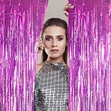YAAVAAW Glitter Purple Tinsel Curtain 2 Pack 3.2x8.3ft Backdrop Door Decor view 5