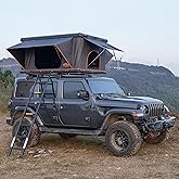Rooftop Tent Hard Shell with Winter Insulation for 4-Season Camping | Aluminum hardshell,2-layer mat,LED light strip,2 Person Car Roof top tent,Suitable for Jeep Truck SUV Trailer