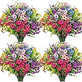 Ouddy Decor 24 Bundles Artificial Flowers for Outdoors Multicolor Fake Flowers Plastic Plants Faux Lavender UV Resistant for Spring Summer Garden Patio Window Box Office Table Kitchen Home Decor