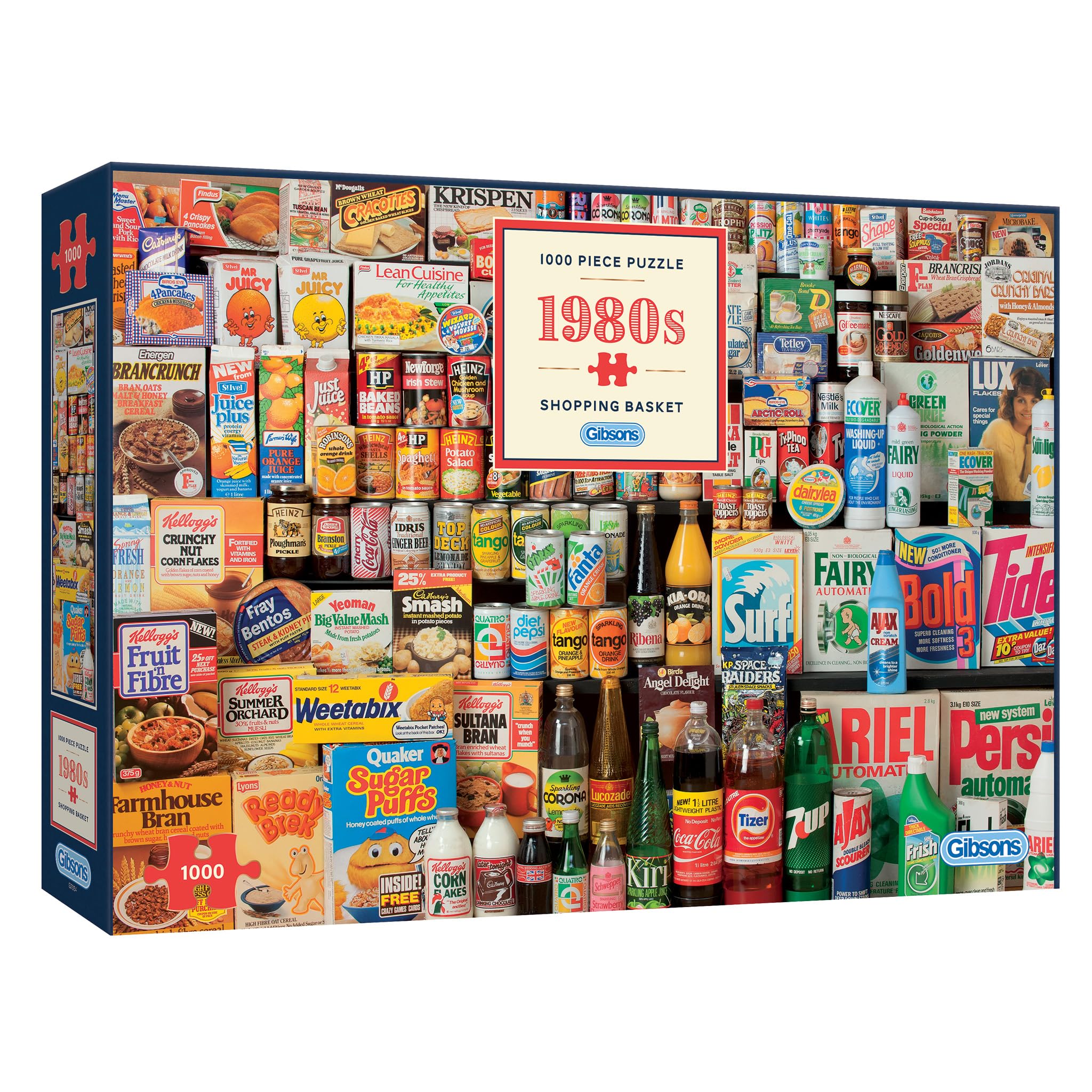 Gibsons 1980s Shopping Basket 1000 Piece Jigsaw Puzzle for Adults – Retro Grocery & Vintage Packaging Artwork by Robert Opie – Premium Sustainable Puzzle Made in the UK/EU — image 1