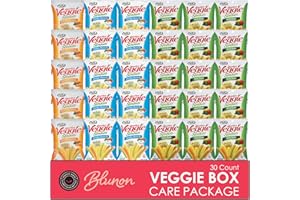 BLUNON Veggie Straw Variety Pack - Assortment of Garden Sea Salt, Cheddar Cheese and Zesty Ranch Snack Size - Care Package Gift Box Glluten Free (30 Count)