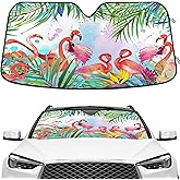 Flamingo Windshield Sun Shade Flamingo Sunshade for Car Windshield Blocks UV Rays Visor Protector Truck Accordion Folding Sun Reflector Auto Sunshade Flamingo Car Accessories