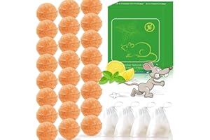 YJOO 24 Pack Rodent Mice Repellent Balls - Natural Mouse Repellent Indoor/Outdoor, Peppermint Oil Mice Deterrent Keeps Mice and Rats Away, Safe for Car Engines, House, Garage, RV, Yard, Attic