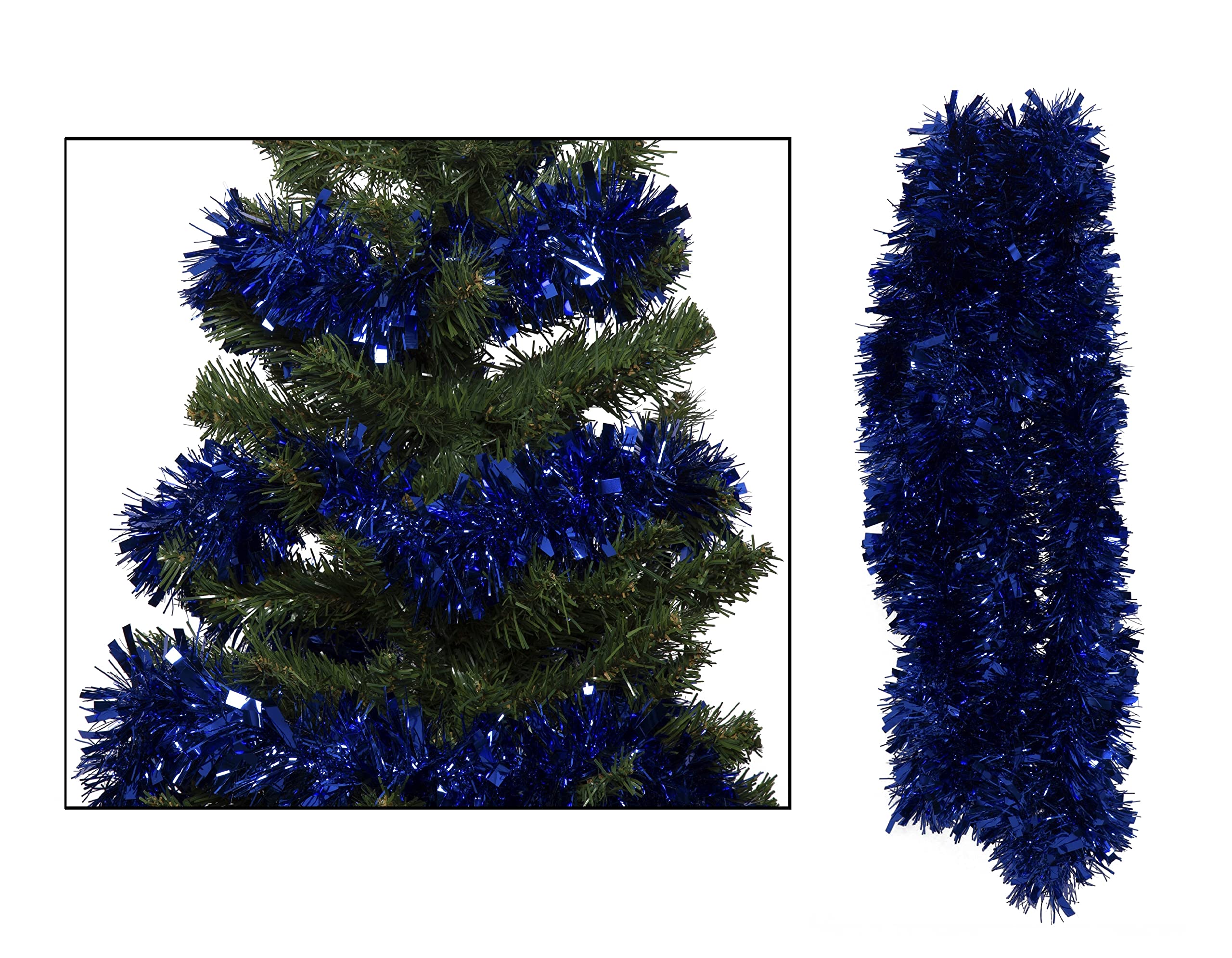 Simply Products 4M Chunky/Fine Cut Christmas Tinsel Garland Decoration (Navy)