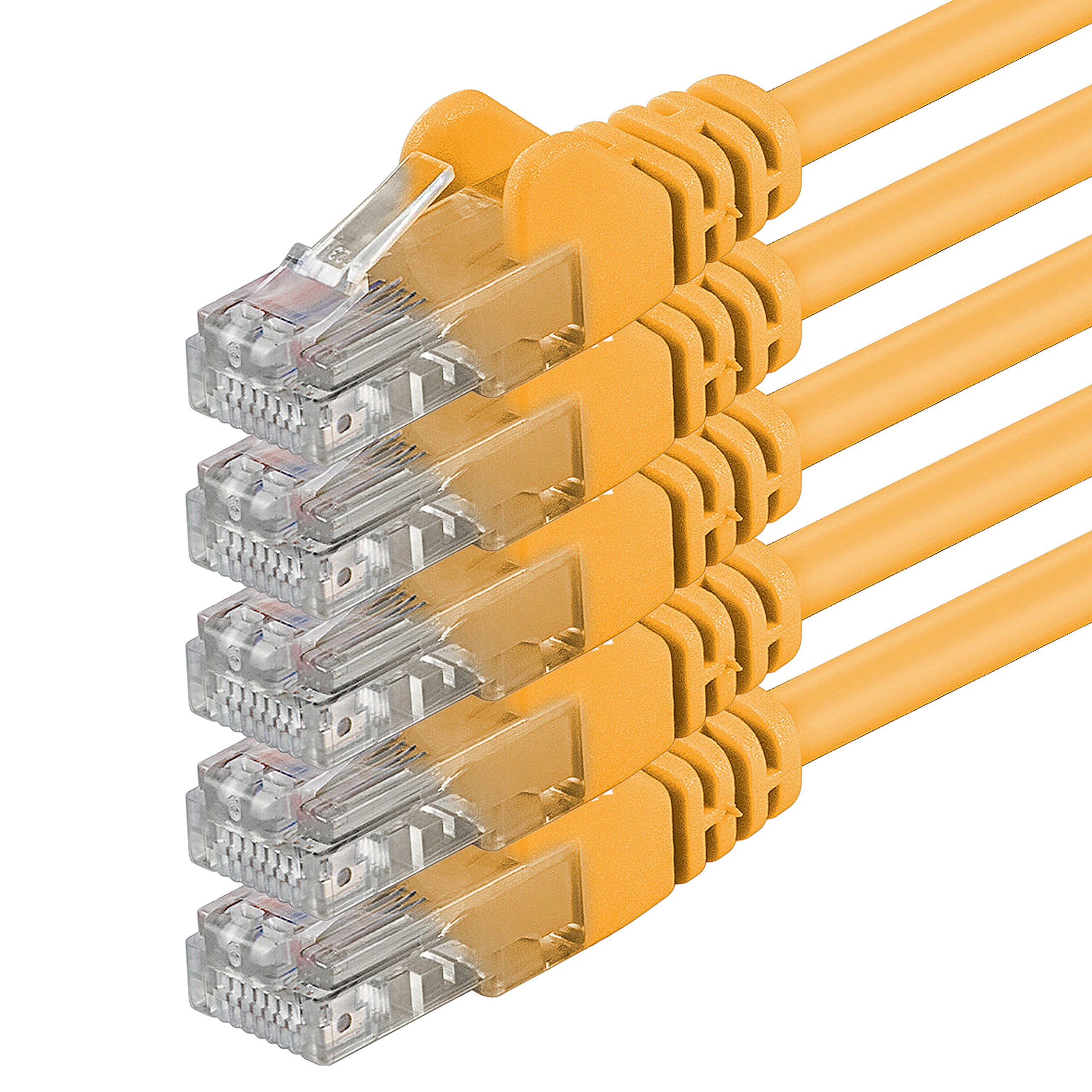 1aTTack.de 0.25m - yellow - 5 pieces - (PACK) - CAT.6 CAT6 Ethernet LAN network cable 1000 Mbit/s patch cable