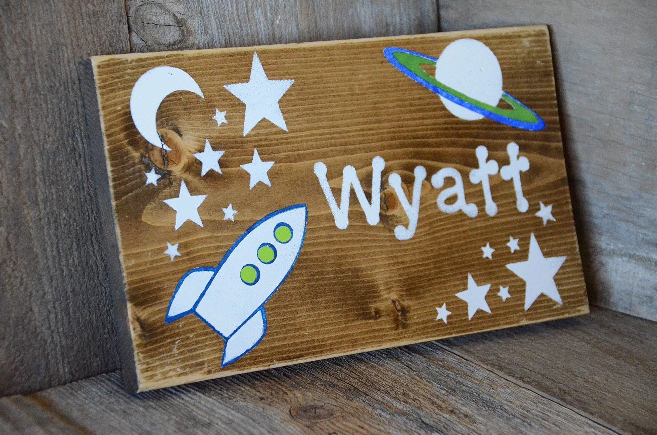 Personalized Baby/Child's Name Sign, Outer space Theme, Reclaimed Wood, Painted Wood Sign, Girls/Boys Room, Baby Shower Gift, Nursery Decor.
