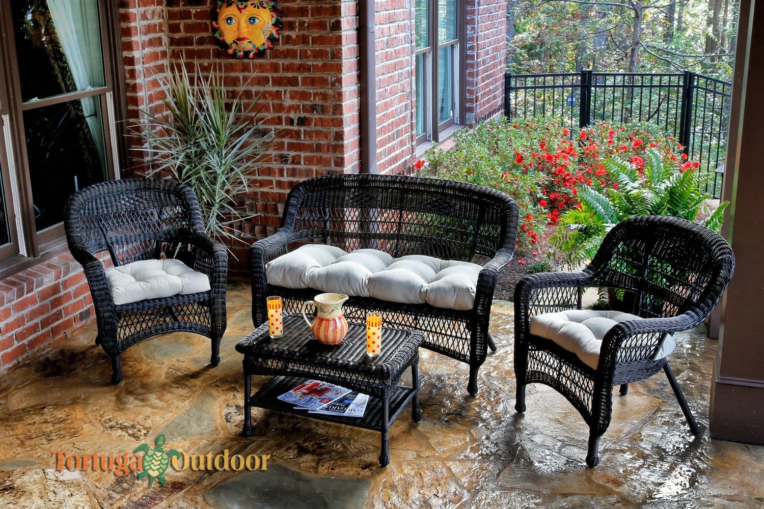 Tortuga Outdoor Portside 4 Piece Seating Set - Dark Roast Wicker (Sand)
