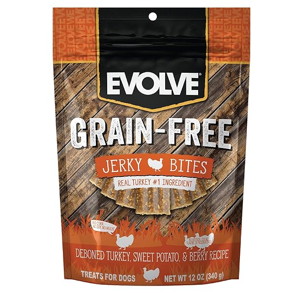 EVOLVE GRAIN FREE TURKEY, PEA, AND BERRY JERKY...