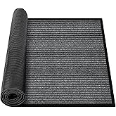 MYFAMIREA Commercial Floor Mat 3' x 5' Extra Large Front Door Industrial Rug Heavy Duty Brush Step Entrance Mat Weather Utility Rug with Non Slip Rubber Backing Low Profile for Entryway, Charcoal Grey