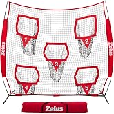 ZELUS Football Throwing Net, Quarterback Training Equipment with 5 Target Pockets, Football Practice Throwing Passing Accuracy Trainer with Carry Bag Ground Stakes for Kids Adults
