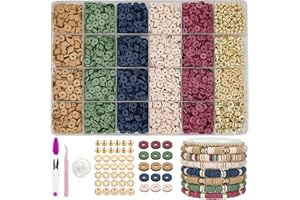 MIIIM Earth Tone Clay Bead Bracelet Kit, Heishi Beads, Flat Clay Beads and Gold Spacer Beads for Jewelry Making, Friendship Bracelet Beads Kit for Crafts, Concert, Raves, Gifts