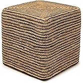 REDEARTH · Cube Pouf Foot Stool Ottoman - Jute Braided Pouffe Poof Accent Sitting Footrest for The Living Room, Bedroom, Nurs
