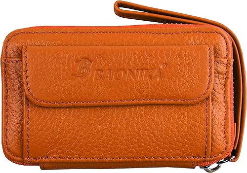 Amazon ヨーヨーブランド 8色 6ポケット 牛革 ラウンドファスナー 6連キーケースポーチ 便利なポケット付き シンプルなデザインの鍵入れ カードケース ストラップ付き 男女兼用 ギフト おしゃれ 使い易い 小銭入れ 皮 革 軽量 レザー 本革 箱付 プレゼント オレンジ