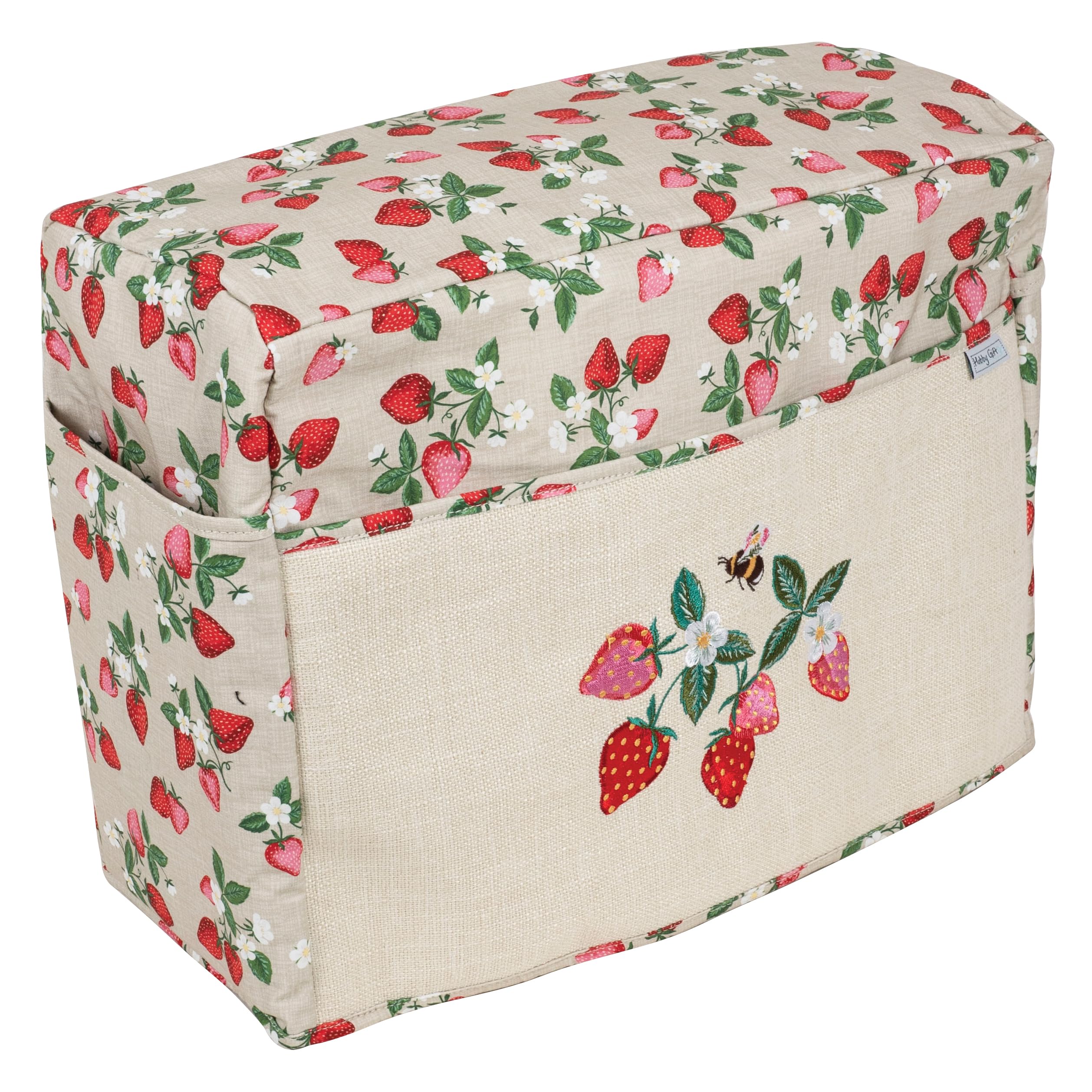 Hobby Gift Sewing Machine Cover with Pockets - Protective Cover Against Dust, Includes Pockets for Sewing Machine Accessories, Fits Most Standard Machines - 33.5 x 44 x 21cm, Strawberries