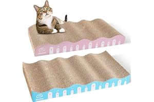 ZooZoo 2-Pack Curved Corrugated Cat Scratchers, Cat Scratching Board Set, Cat Scratching Post