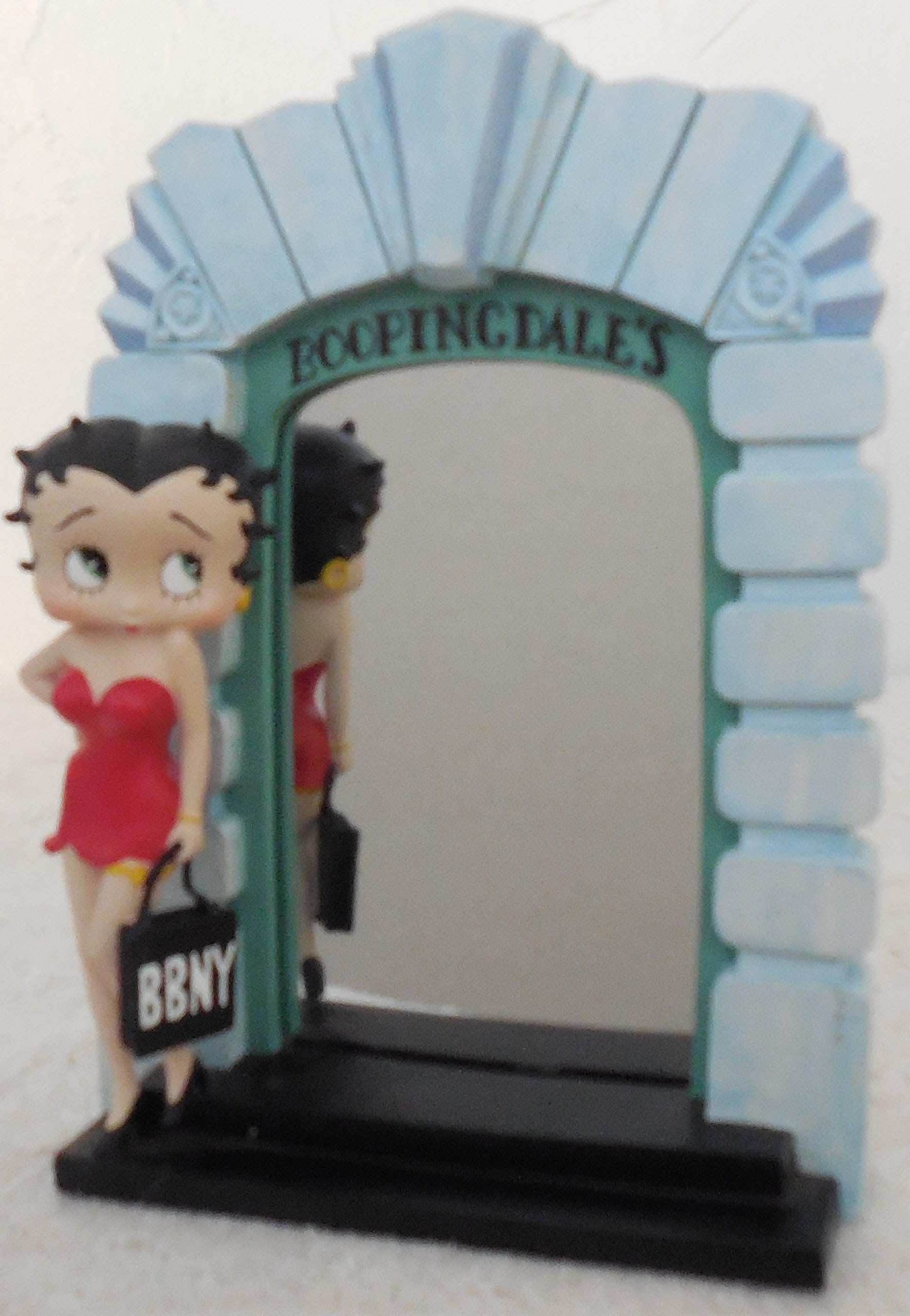 Vandor Lyon Co Betty Boop 'Boopingdales' Mirror with Betty Boop in A Red Dress and BBNY Bag #1500