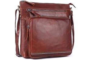 LEDERBUCK Olga Women's Extra-Large Genuine Leather Crossbody Purse – Soft Triple-Zip Shoulder Bag