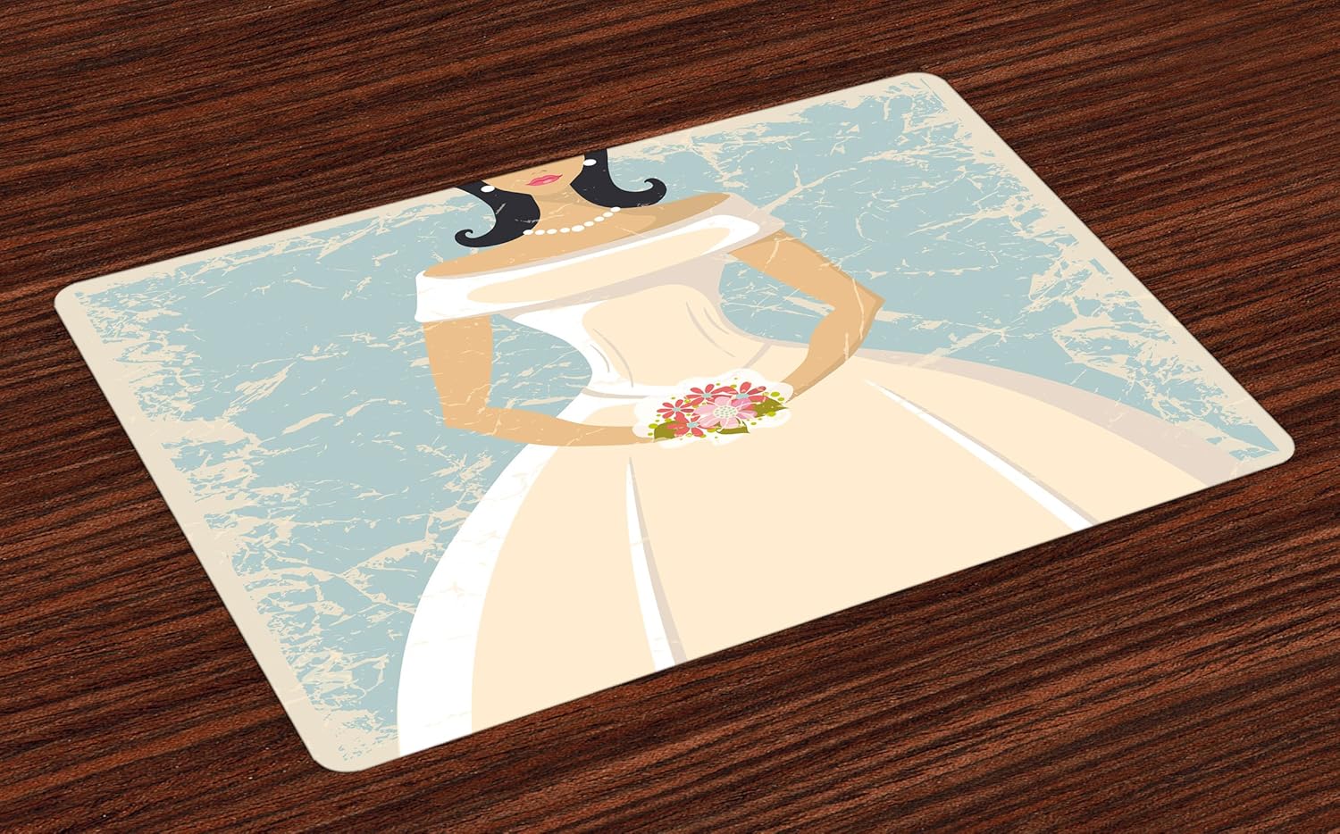 Ambesonne Bridal Shower Place Mats Set of 4, Grunge Sketchy