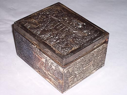 Amazon Com Antique Vintage Silver Metal Jewelry Trinket Box Japan