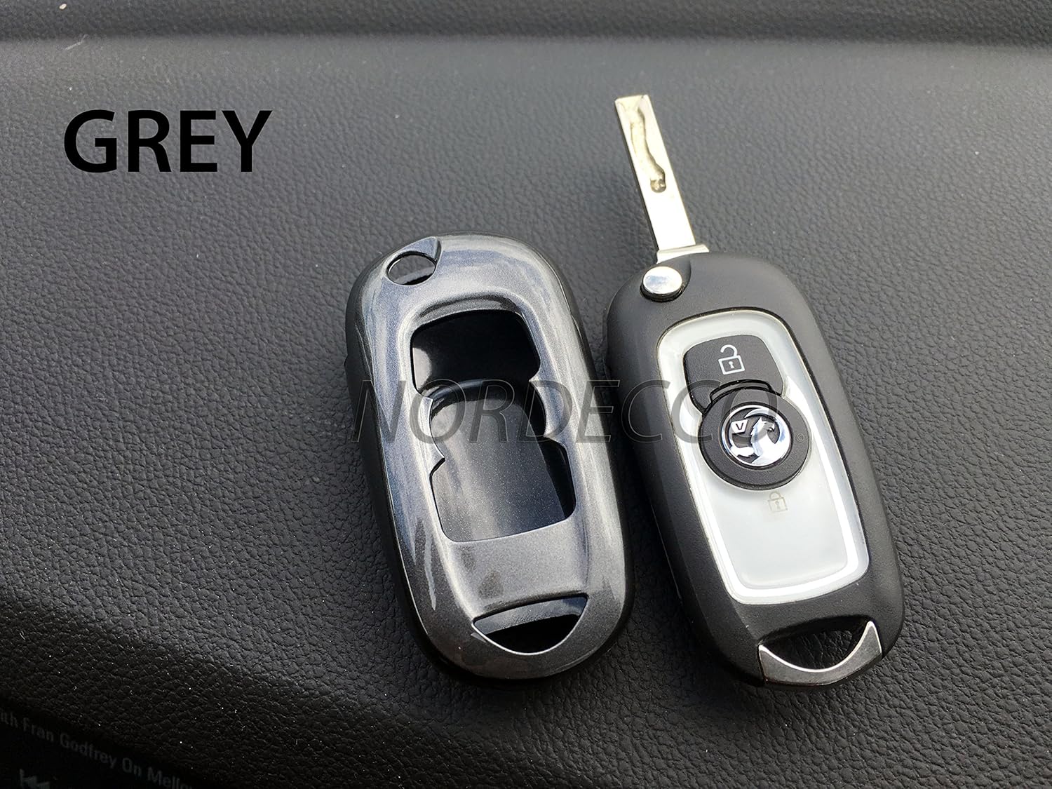 Opel ABS Hard Shell Car Key Case Compatible with Opel Mark 7 Astra Design Elite Tech Line Energy SRI 2016 2017 (Grey)