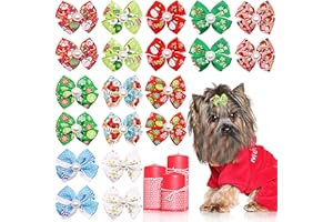 PET SHOW 20pcs Christmas Dog Hair Bows with Alligator Clips for Small Medium Dogs Bowknot Hair Clips Cat Puppy Yorkshire Grooming Hair Accessories for Xmas Party Costumes Assorted Randomly