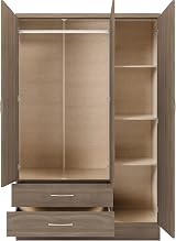 Seconique Nevada 3 Door 2 Drawer Wardrobe Rustic Oak Effect 116x52x182.5cm view 2