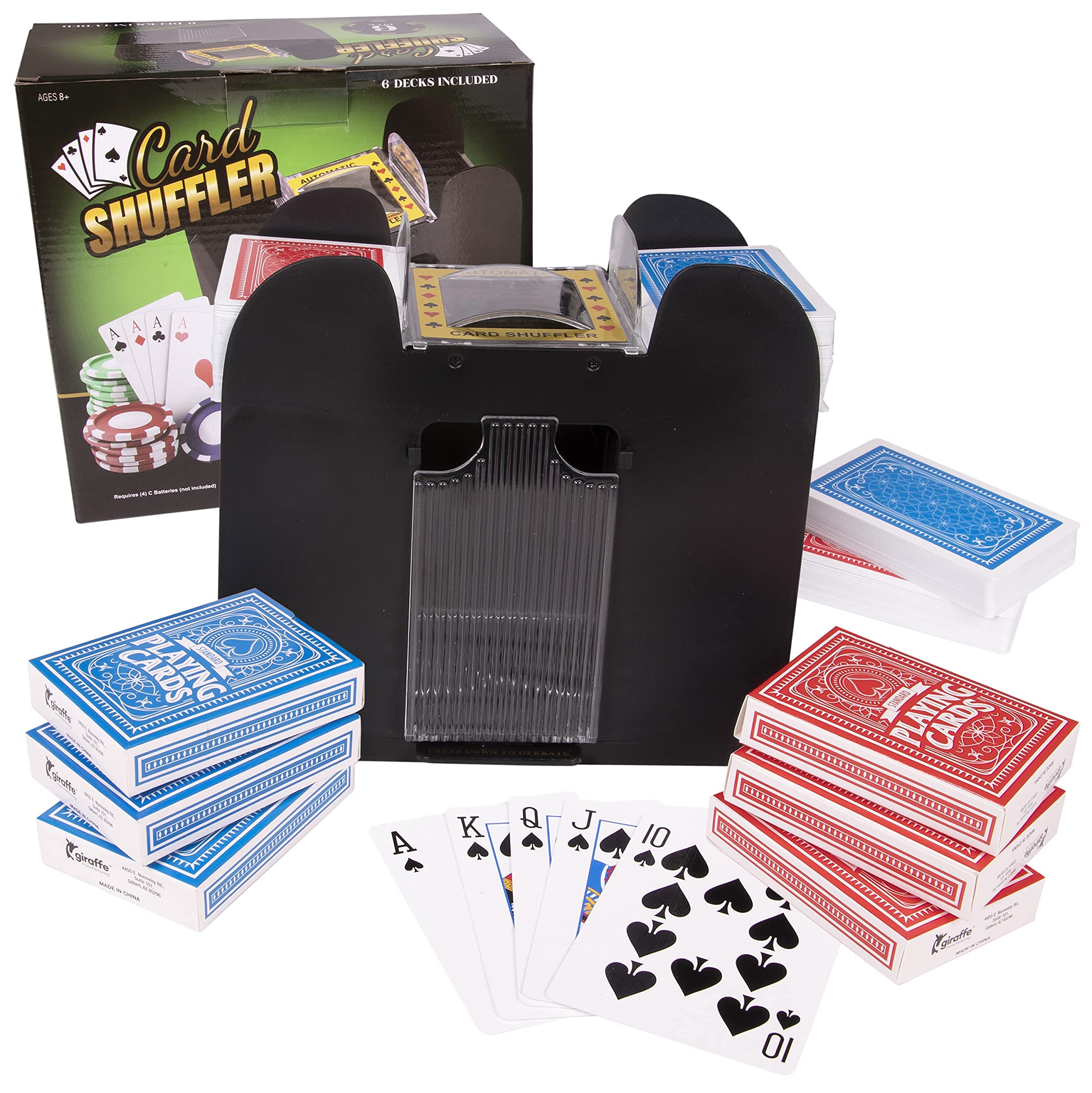 Mescolatore Automatico Di Carte A 6 Mazzi – Perfetto Per UNO, Blackjack E Poker – Incluso Mazzi Di Carte, Funziona A Pile