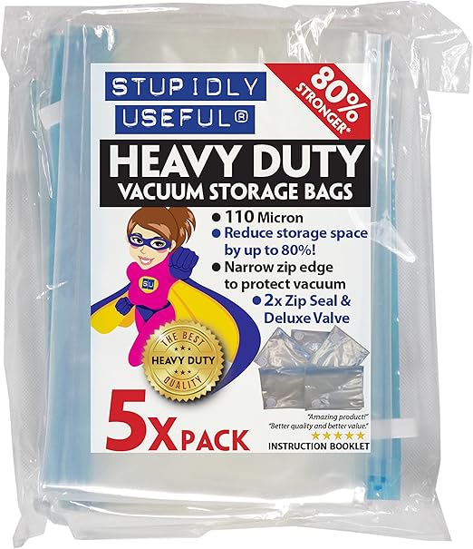 Extra Strong Vacuum Storage Bags, Stupidly Useful Heavy Duty 5x XL