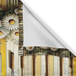 Ambesonne Summer Valance & Tier Curtain 3 pcs