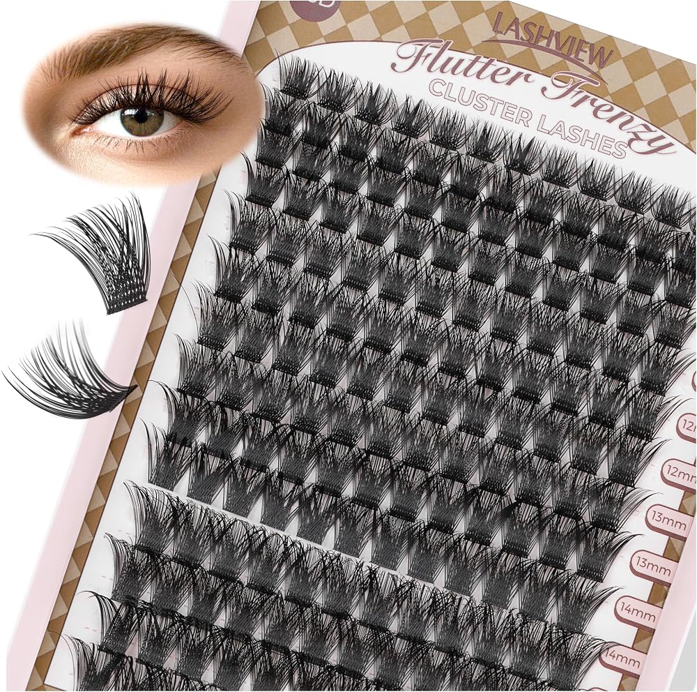 LASHVIEW Lash-Extension-Clusters 168pc D Curl Lash Clusters Natural Look