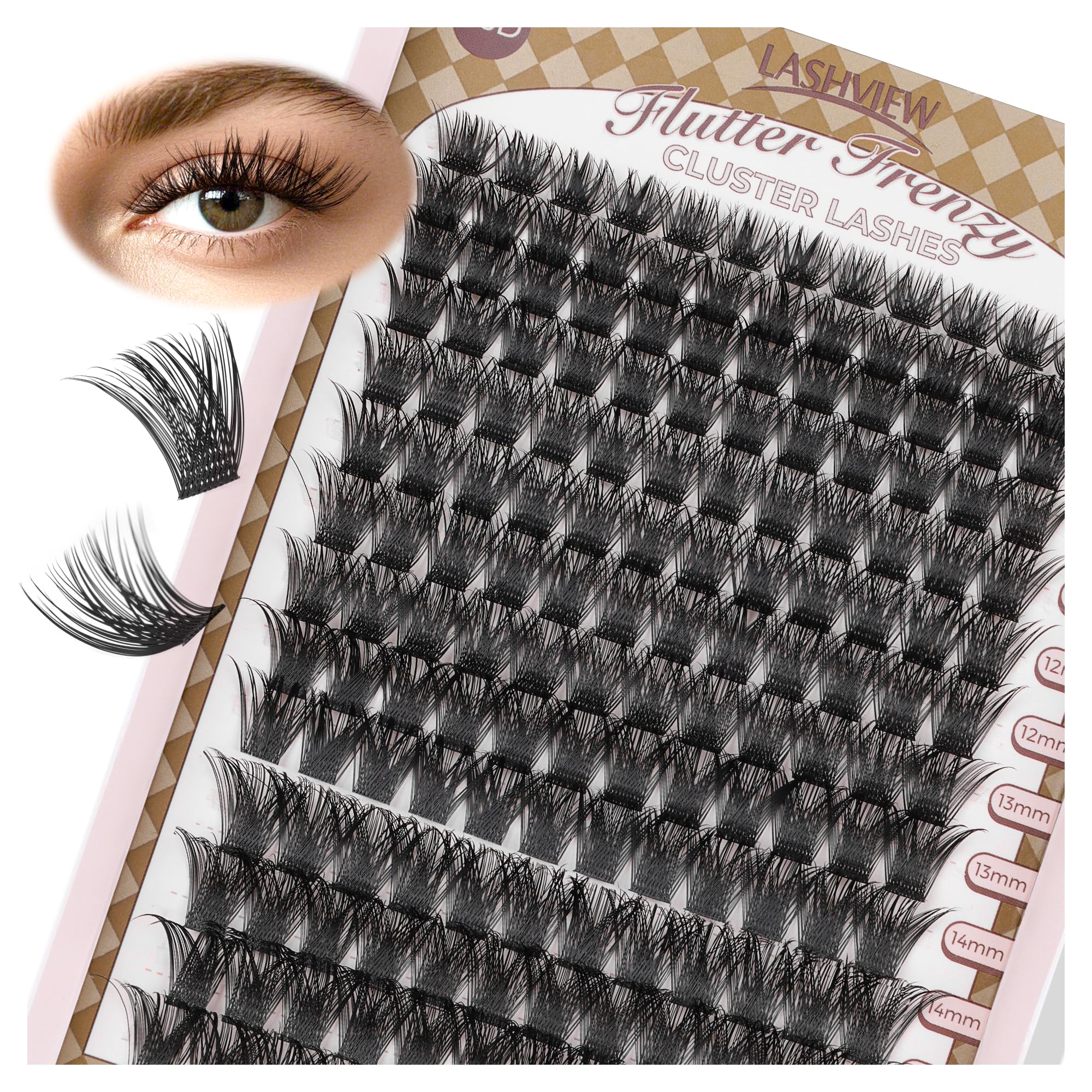 LASHVIEW Lash-Extension-Clusters 168pcs D Curl Lash Clusters Natural Look Cluster Lashes Extensions Super Thin Band & Soft Lashes Reusable 9-16mm MIX (56D) — image 1