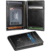 BULLIANT Slim Wallet For Men 12Cards,Magnetic Flip Build-in Money Clip Airtag Compatible-RFID Blocking